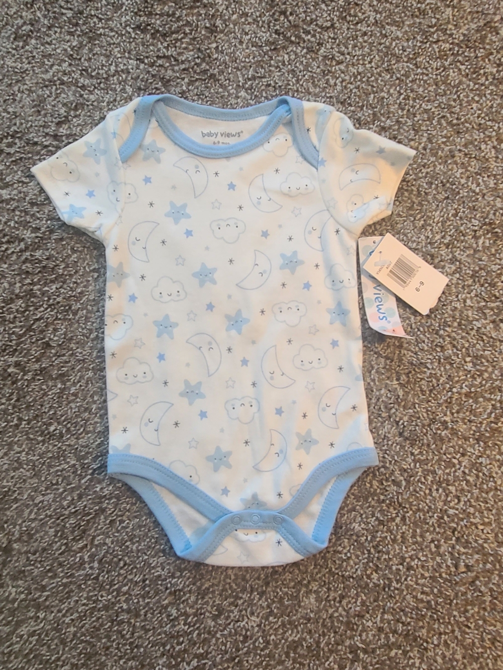 Baby Views Blue Cloud & Moon Short Sleeve Bodysuit